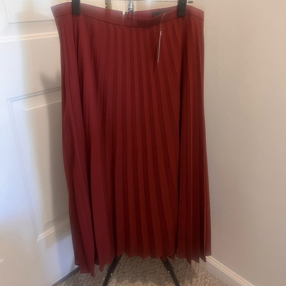 J. Crew Rust Pleated Midi Skirt